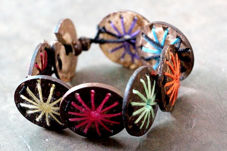 Coconut shell bracelet handmade design Thai